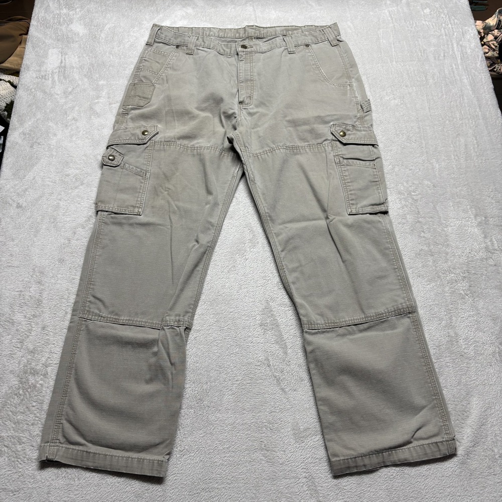 Carhartt B342-DFE Ripstop Cargo Double Knee Work Pants Gray‎ Relaxed Men's 42x32
